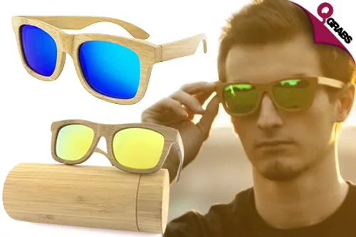 For QR65 Make a Style Statement with Bamboo Framed Sunglasses - Choose from 5 Fun Lens Colors! (QR189 Value)